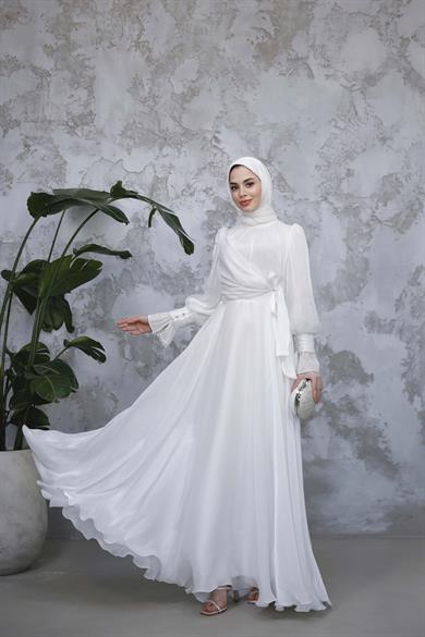 Elif Işıltı Abiye - Beyaz