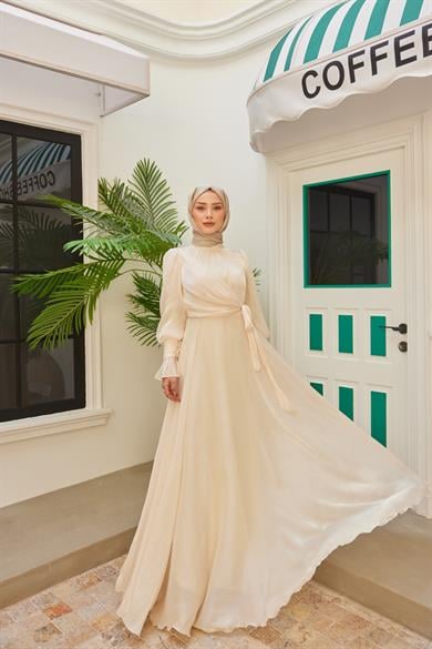 Elif Işıltı Abiye - Ekru