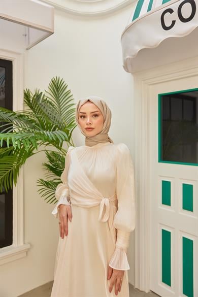 Elif Işıltı Abiye - Ekru