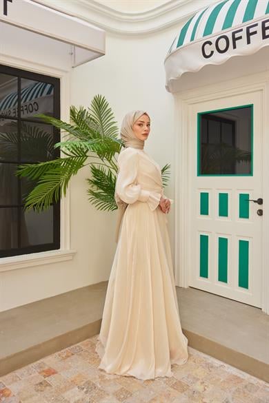 Elif Işıltı Abiye - Ekru