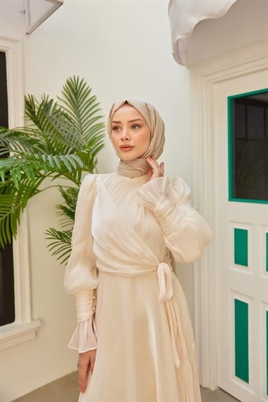 Elif Işıltı Abiye - Ekru