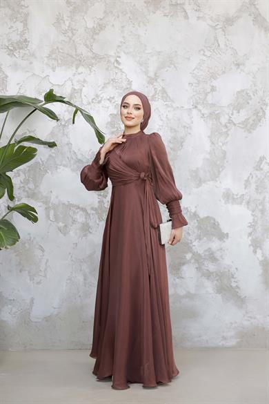 Elif Işıltı Abiye - Kahverengi