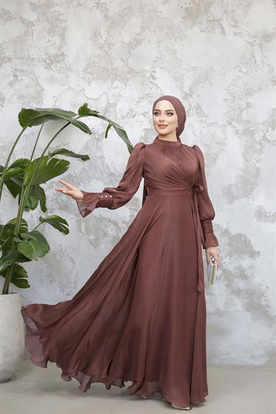 Elif Işıltı Abiye - Kahverengi