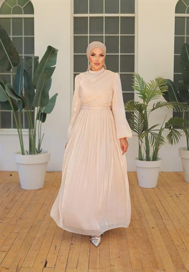 Elmas Işıltı Abiye - Bej