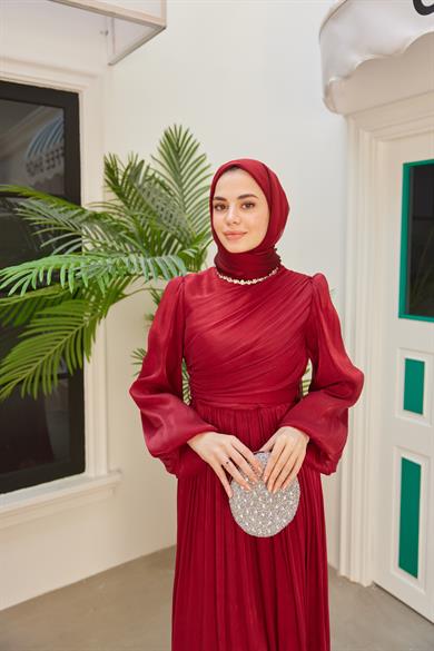 Elmas Işıltı Abiye - Bordo