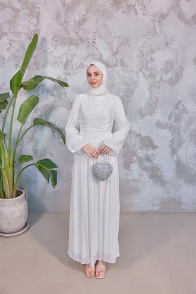 Elmas Işıltı Abiye - Ekru