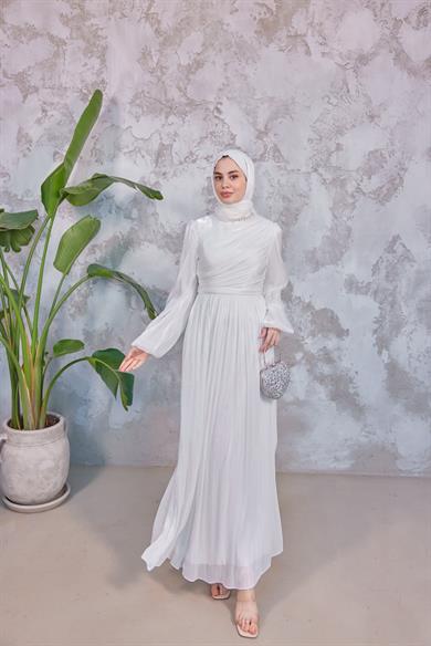 Elmas Işıltı Abiye - Ekru