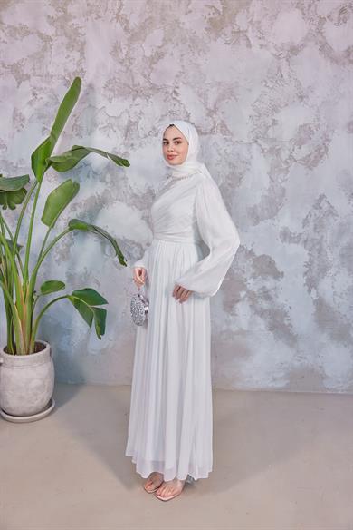 Elmas Işıltı Abiye - Ekru