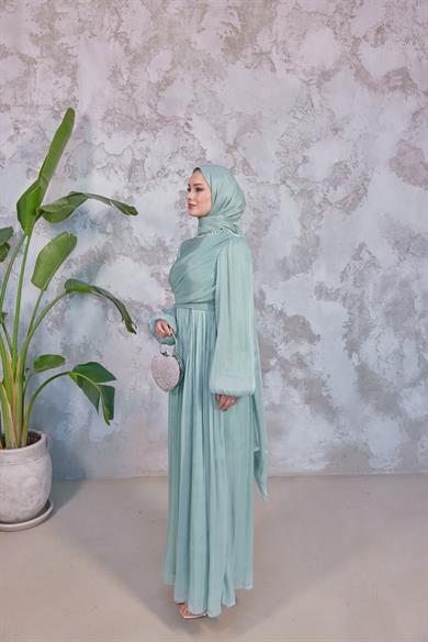 Elmas Işıltı Abiye - Mint Yeşil