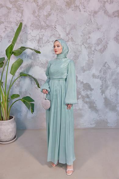 Elmas Işıltı Abiye - Mint Yeşil