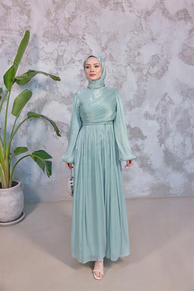 Elmas Işıltı Abiye - Mint Yeşil