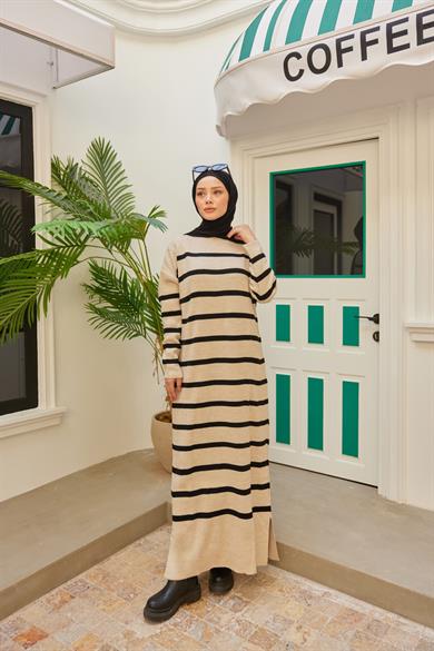 Esila Triko Elbise - Krem