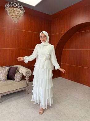 Esin Şifon Kat Abiye - Ekru