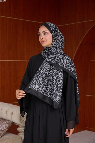Esinti Tasarım Baskı Şal ( 70 X 190 ) cm - Siyah