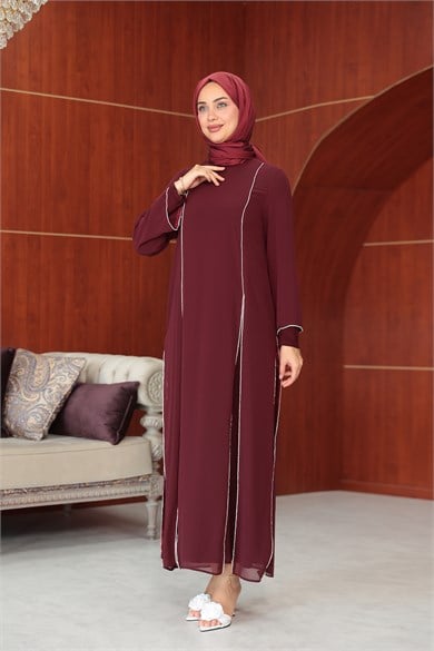 Ezgi Tasarım Abaya - Bordo