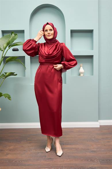 Faralya Evening Dress - Claret Red