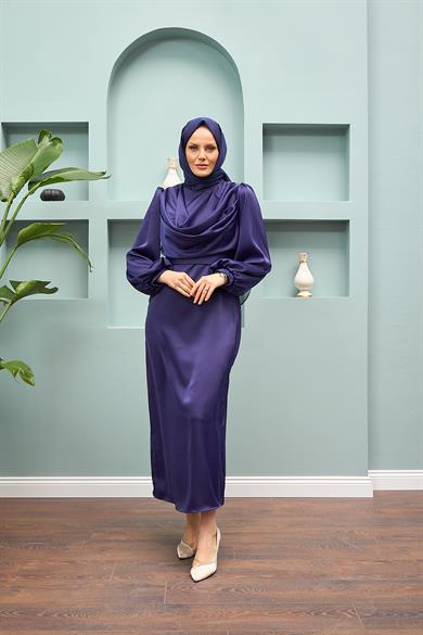 Faralya Evening Dress - Navy Blue