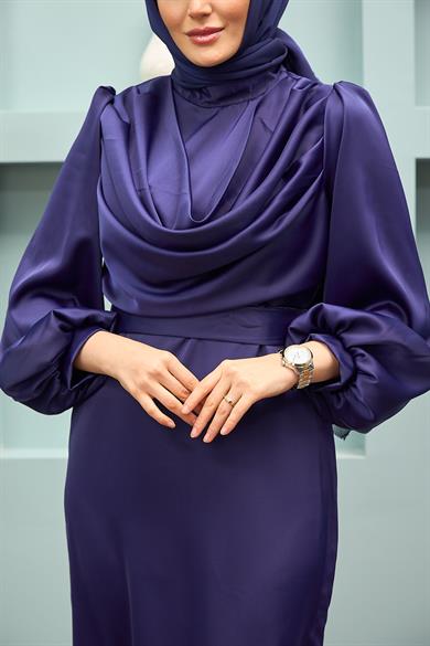 Faralya Evening Dress - Navy Blue