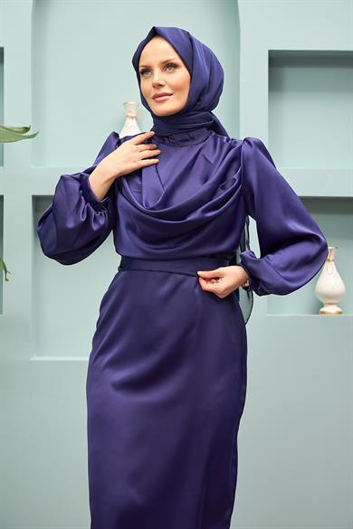 Faralya Evening Dress - Navy Blue