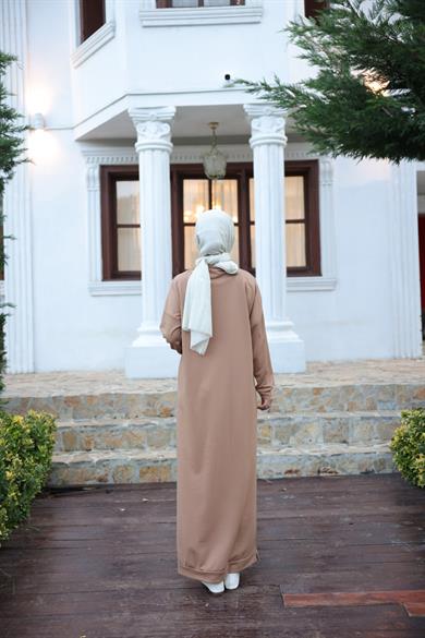 Zipper Detailed Dress - Beige