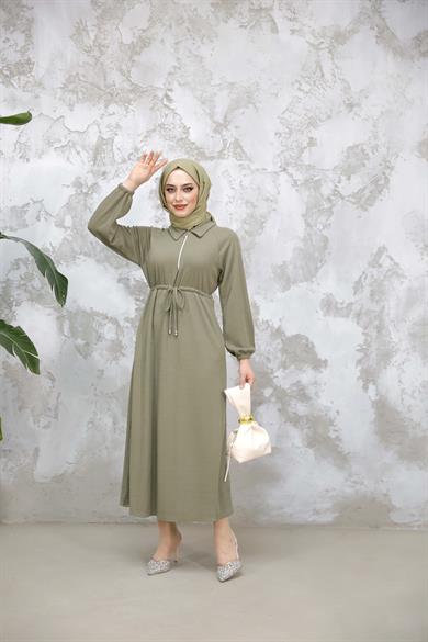 Fermuar Detaylı Elbise - Mint Yeşil