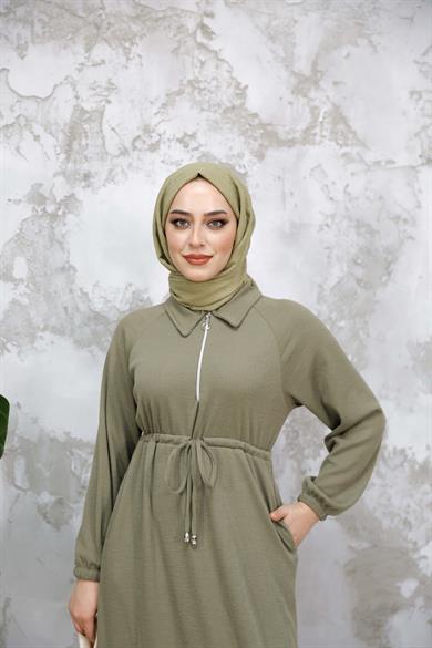 Fermuar Detaylı Elbise - Mint Yeşil