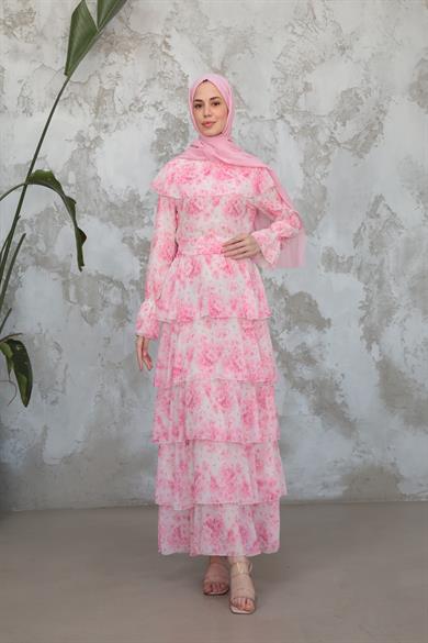 Firuze Kat Detay Elbise - Pembe