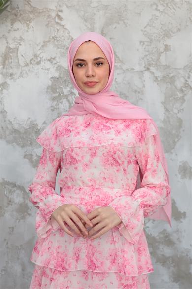 Firuze Kat Detay Elbise - Pembe