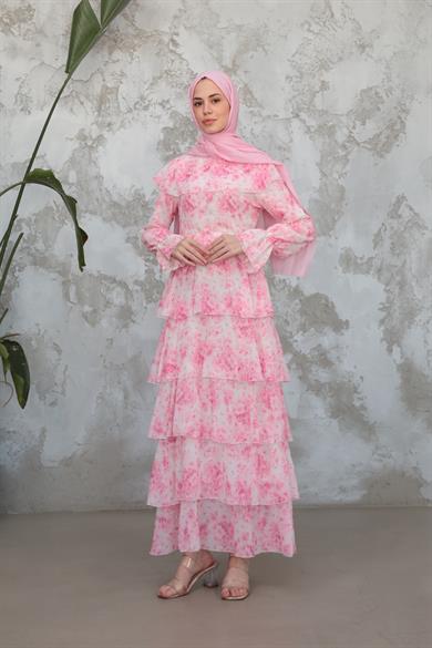 Firuze Kat Detay Elbise - Pembe