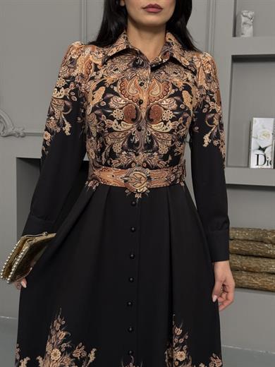 Firuzem Çiçek Detay Elbise - Siyah