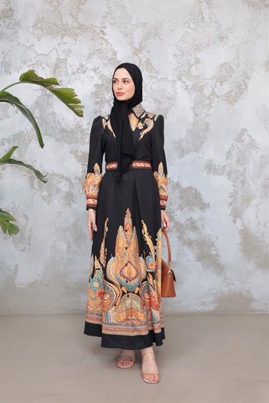 Flora Elbise - Siyah