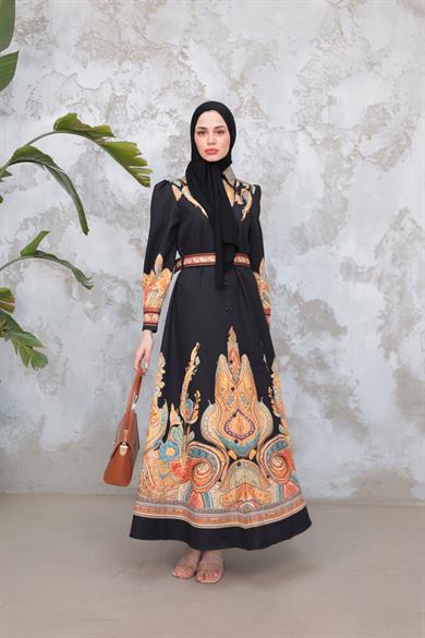 Flora Elbise - Siyah