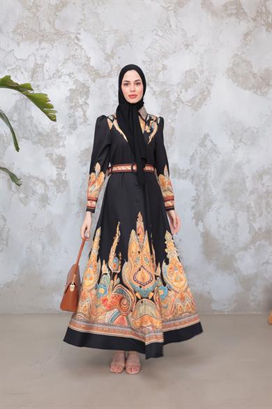 Flora Elbise - Siyah