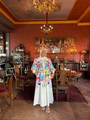 Flowers Elbise - Ekru