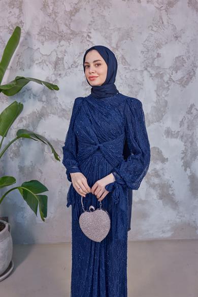 Frida Tesettür Abiye - Lacivert