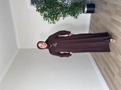 Fular Detay Oysh Elbise - Kahverengi