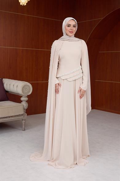 Gardenya Özel Tasarım Abiye - Bej