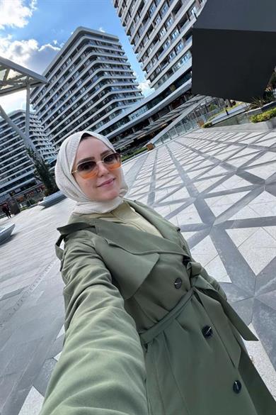 Wide Collar Buttoned Trench Coat - Khaki