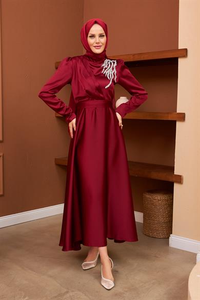 Gizem Evening Dress - Claret Red
