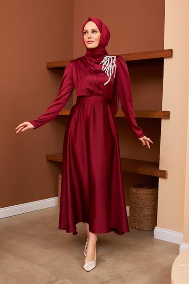 Gizem Evening Dress - Claret Red