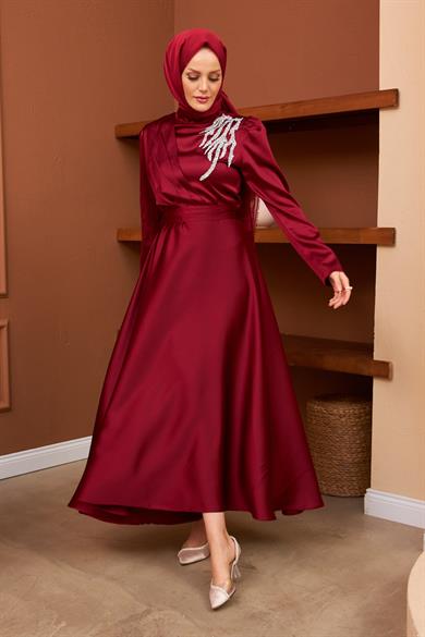 Gizem Evening Dress - Claret Red