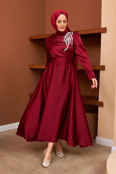 Gizem Evening Dress - Claret Red