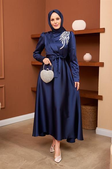 Gizem Evening Dress - Navy Blue