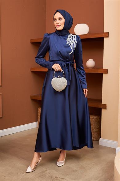 Gizem Evening Dress - Navy Blue