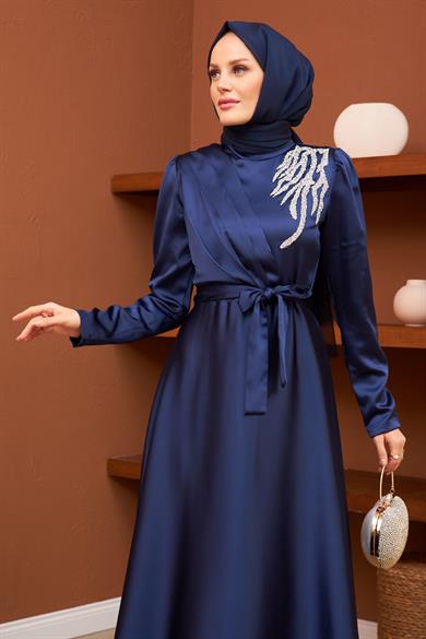 Gizem Evening Dress - Navy Blue