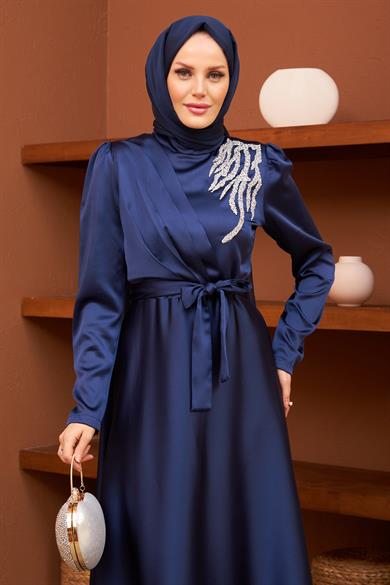 Gizem Evening Dress - Navy Blue