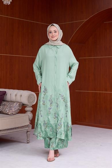 Gökçe Pantolonlu Takım - Mint Yeşil