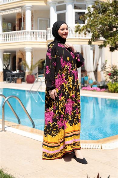 Gold Detay Elbise - Siyah