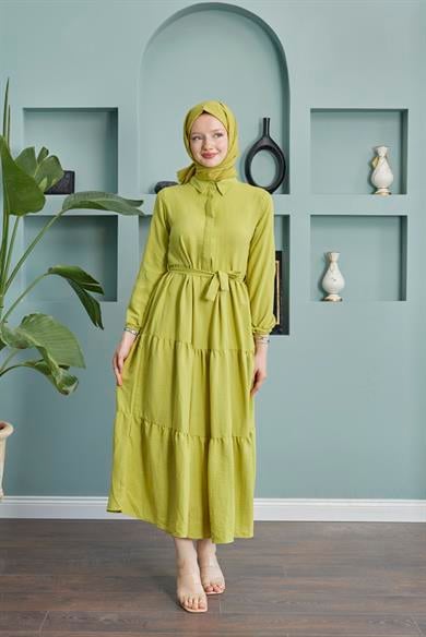 Shirt Collar Airobin Dress - Pistachio Green