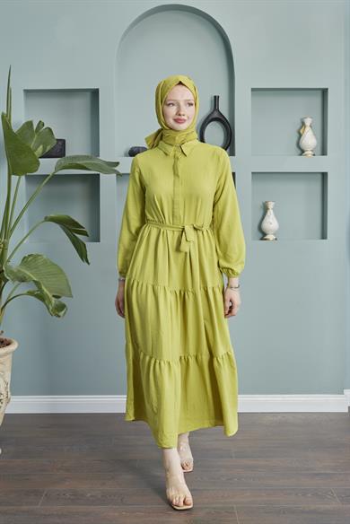 Shirt Collar Airobin Dress - Pistachio Green